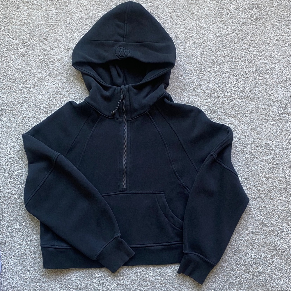 Lululemon Cropped Scuba 3/4 zip Hooded Sweatshirt